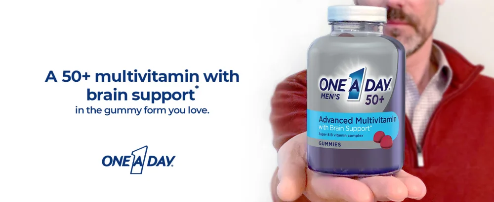 One A Day Men s 50+ Gummies Advanced Multivitamin For Men with Brain Support and Immunity Support Vitamins For Men with Super 8 B Vitamin Complex 110 Count - A 50+ multivitamin with brain support* in the gummy form you love.