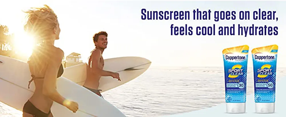 Coppertone SPORT Clear Sunscreen Lotion SPF 50 + Face Sunscreen SPF 50 Water Resistant Sunscreen Pack (5 Oz Spray + 2.5 Fl Oz Bottle) - Coppertone, clear sunscreen, sunscreen, coppertone sunscreen, sunblock, gel sunscreen