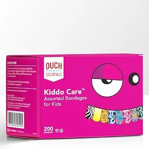Ouch Essentials Kiddo Care - Kids Adhesive Bandages Assorted Styles 200 Count - back