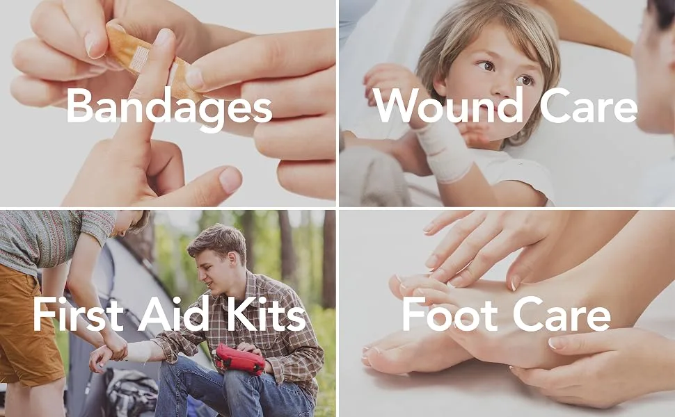 All Health Flexible Fabric Adhesive Bandages Assorted Sizes Variety Pack 200 ct | Flexible Protection for First Aid and Wound Care - All-Health Categories