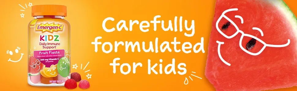 Emergen-C Kidz Daily Immune Support Dietary Supplements Flavored Gummies with Vitamin C and B Vitamins Fruit Fiesta Flavored Gummies - 44 Count - Carefully formulated for kids