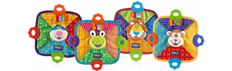Nuby Teething Blankie Characters May Vary Red/Yellow/Green/Orange/Blue 1 Count - product information 5