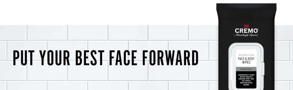 Cremo Activated Charcoal Detoxifying Face & Body Wipes A Fresh Scent with Notes of Fig Citrus 1 Count - face