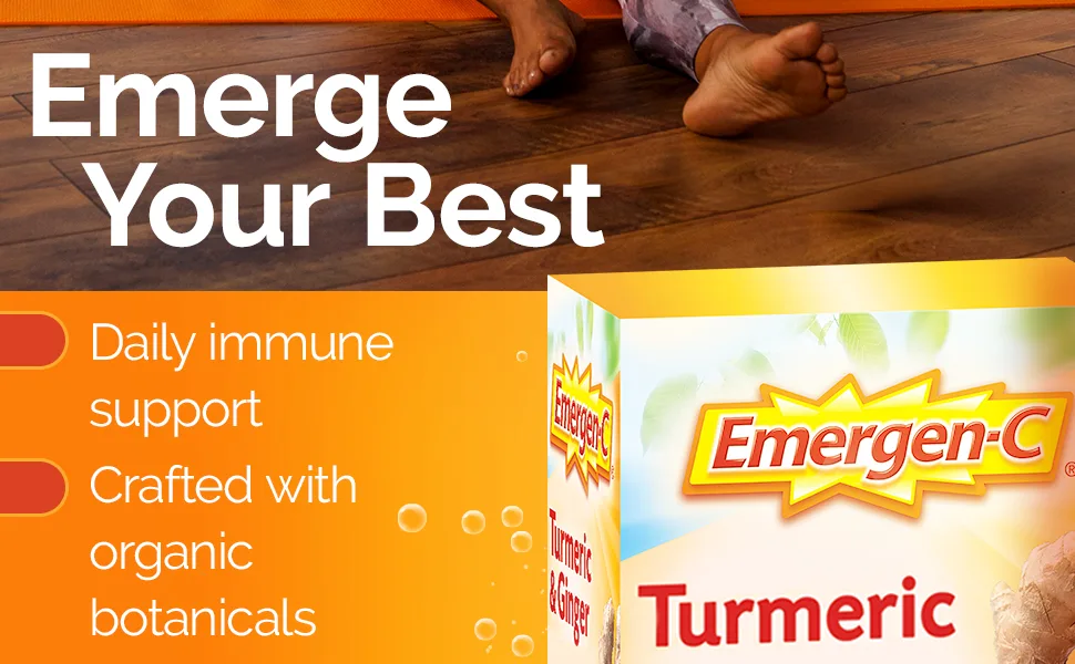 Emergen-C Citrus-Ginger Fizzy Drink Mix Turmeric and Ginger Immune Support Natural Flavors with High Potency Vitamin C 18 Count - Daily immune support, crafted with organic botanicals