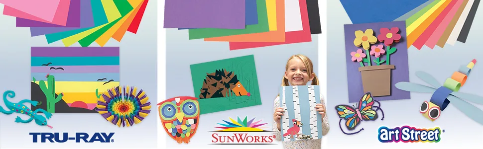 SunWorks 7403 Construction Paper 9 x 12 50 Sheets/Pack Blue 50-Count - Construction Paper Comparison Header Graphic
