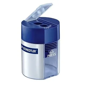 Staedtler Double Hole Pencil Sharpener Two Holes for Standard Pencils Large Colored Pencils and Makeup Pencils 512 006 1-pack Retail Packaging - product information 2