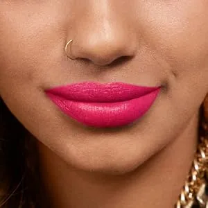 Rimmel Stay Satin Liquid Lip Atomic (1 Count) - Close-up of medium-skinned woman