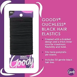 Goody WoMens Ouchless Braided Elastics Brown 30 Count - product information 2