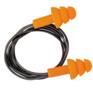 Klein Tools 605036 Corded Earplugs 25dB NRR Reusable Orange Earplugs 6-Pack with Case for Construction Industrial Use Shooting and Hunting 6-Pair Pack - Klein Tools