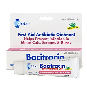 Globe (3 Pack) Bacitracin Zinc Ointment + Aloe 1oz Essential Antibiotic First Aid Ointment Healing Action Maximum Antibiotic Power Prevents Infection in cuts scrapes Burns - Globe Bacitracin