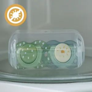 Tommee Tippee Night Time Glow in The Dark Pacifiers Symmetrical Design BPA-Free Silicone Nipple Includes Sterilizer Box 0-6m 2 Count 0-6 Months - image