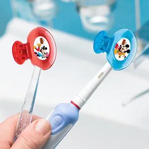 Steripod Kids Clip-On Toothbrush Protector Mickey Mouse Strawberry Scent Keeps Toothbrush Fresh and Clean Fits Most Manual and Electric Toothbrushes 2 Count - Steripod Kids Mickey Mouse on toothbrushes