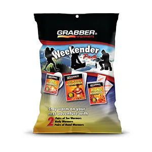 Grabber Warmers Grabber Weekender Multi-Warmer Pack 2 Pair Hand 2 Pair Toe 2 Peel N' Stick Body Warmers 6-Count One Size - grabber weekender pack