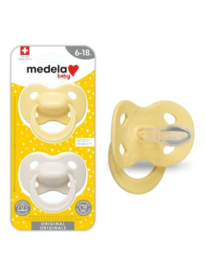 Medela Baby Pacifier | 6-18 Months | BPA-Free | Lightweight & Orthodontic | 2-Pack | Pastel Sunflower and Neutral - image