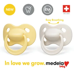 Medela Baby Pacifier | 6-18 Months | BPA-Free | Lightweight & Orthodontic | 2-Pack | Pastel Sunflower and Neutral - image