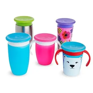 Munchkin Miracle 360 Sippy Cup Lids 4 Count Pink/Blue/Green/Purple - miracle cup lids