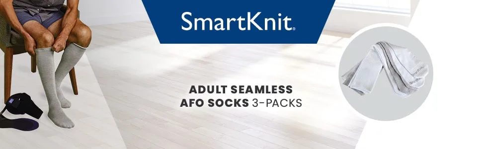 SmartKnit Seamless AFO Interface Socks 3 Pack - Adult Sizes X-Large White - SmartKnit Seamless AFO Interface Socks 3 Pack - Adult Sizes