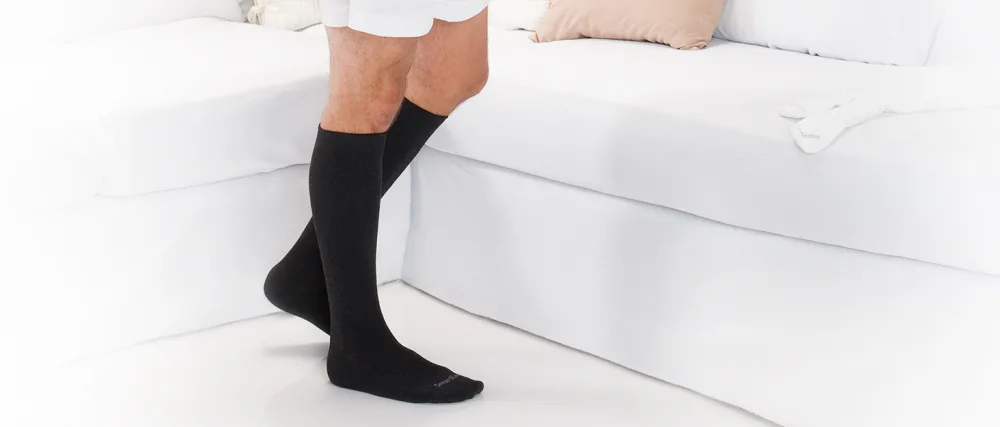 SmartKnit Seamless AFO Interface Socks 3 Pack - Adult Sizes XX-Large White/White/Gray - Man wearing SmartKnit socks