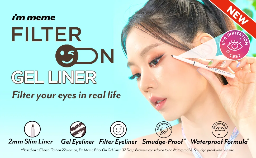 I'M MEME Filter On Gel Liner | Waterproof Liquid Eyeliner | Smudge Proof | 02 Deep Brown - filter on liner