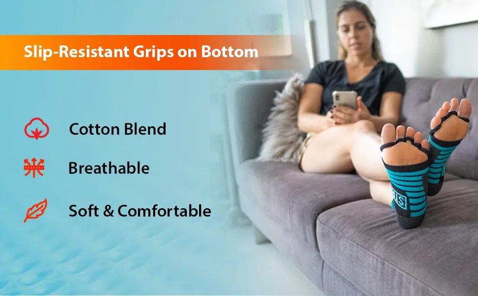 M PAIN MANAGEMENT TECHNOLOGIES Toe Separator Socks by Stretch Toe Spacer Foot Alignment Sock for Bunion Relief Medium 6-10 - Toe Traction Socks