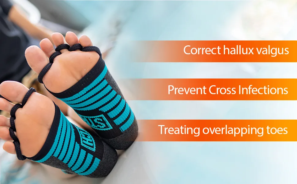 M PAIN MANAGEMENT TECHNOLOGIES Toe Separator Socks by Stretch Toe Spacer Foot Alignment Sock for Bunion Relief Medium 6-10 - Toe Traction Socks