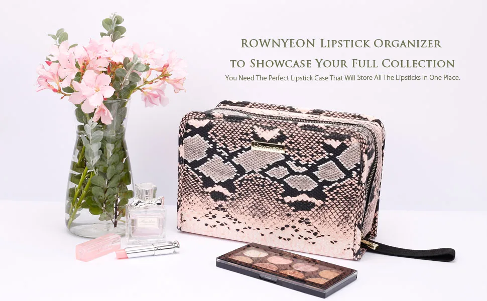ROWNYEON Lipstick Organizer Case Lipstick Holder Portable Lipstick Bag 67 Slots Snake-67 - product information 12
