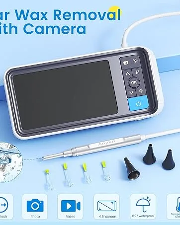Anykit Ear Wax Removal Tool HD Otoscope for Android and PC-NOT for iPhone/iPad Ultra Clear View Ear Camera with Wax Remover LED Lights Ear Spoon Storage Case - digital otoscope