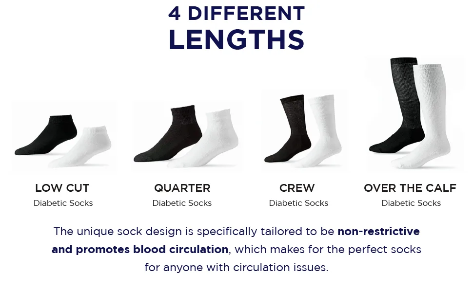 Physicians' Choice Diabetic Socks Diabetic Quarter Socks Unisex Large Black 13-15 - product information 16