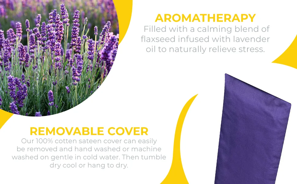 4 Pack - Scented Low Luster Sateen Eye Pillows with Removable Cover (Purple) - Aromatherapy- filled with calming blend of flaxseed infused with lavender oil. Removable cover