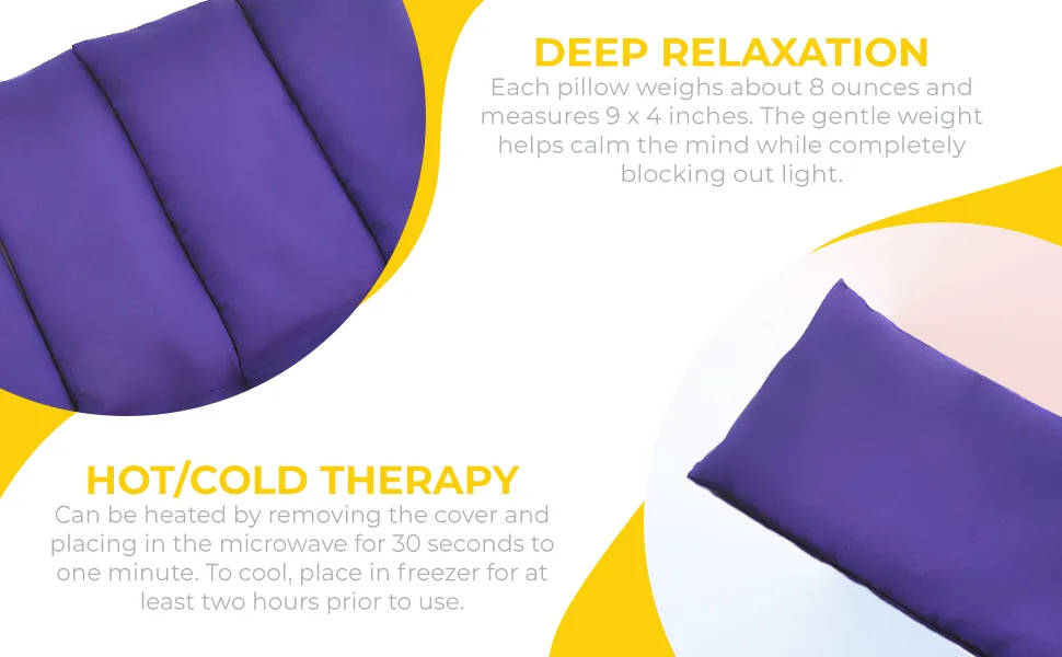4 Pack - Scented Low Luster Sateen Eye Pillows with Removable Cover (Purple) - Deep relaxation, block out light, hot cold therapy, heated in microwave or chilled in freezer.