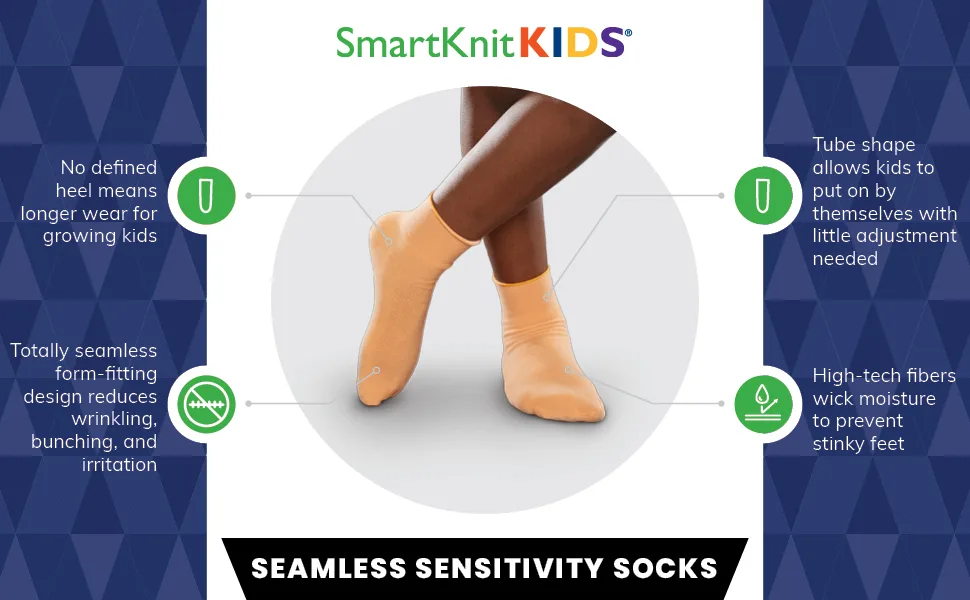 SmartKnitKIDS Seamless Sensitivity Socks for Sensory Issues - Made in USA White Large - SmartKnitKIDS Seamless Sensitivity Socks for Sensory Issues