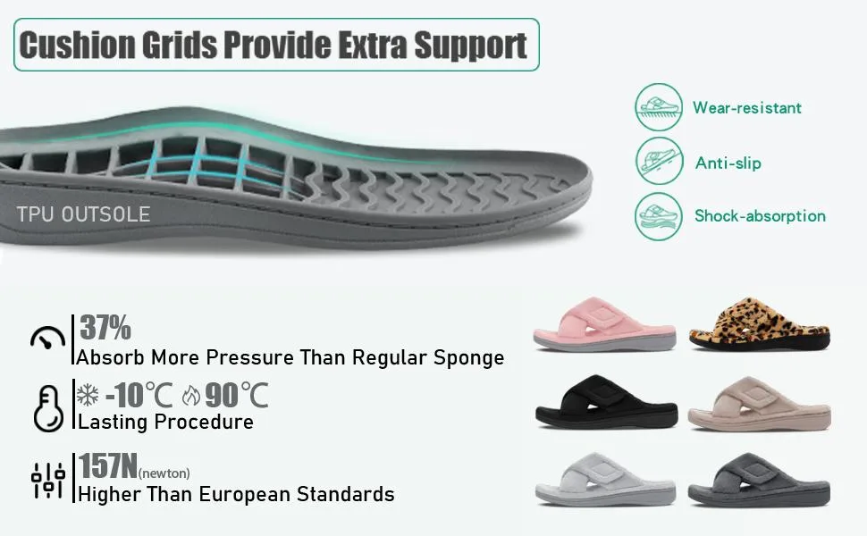 BCSTUDIO Women's Fuzzy House Slippers with Orthotic Arch Support Fluffy Cozislides Slides for women 10 Pink - product information 6