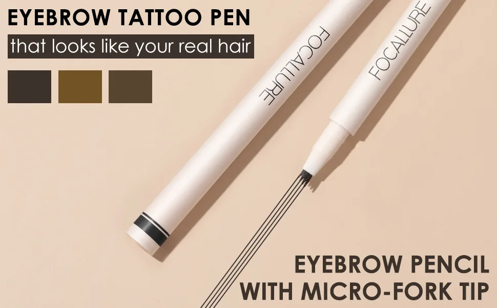 FOCALLURE 2Pcs Liquid Eyebrow Pen Long-Lasting Waterproof Eyebrow Pencil with Micro-Fork Tip Applicators Durable Smudge-Proof Eyebrow Pen Microblading Eyebrow Precision Pen Stays On All Day Black Brown - FA161-1?01