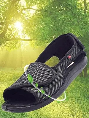 W&LESVAGO Men's Open Toe Diabetic Sandals - Extra Wide Width Arthritis&Edema Footwear MS6010M 11 Black - 6010-2