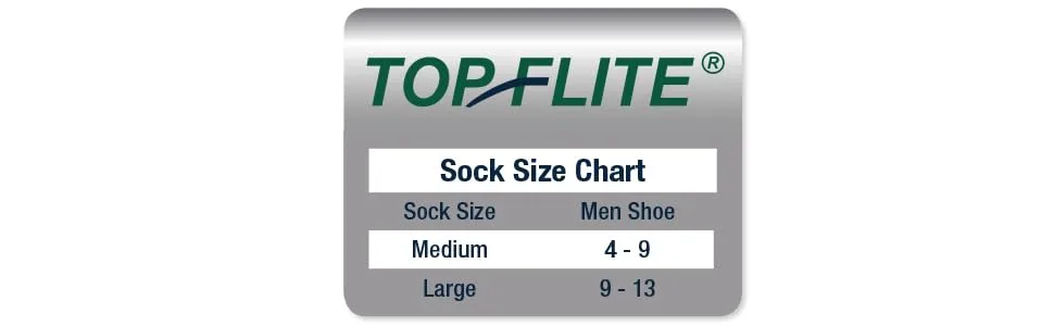 Top Flite Diabetic Non-Binding Cushion Ultra Dri Mid-Calf Socks 4 Pair Pack Shoe Size: 9-13 White - top flite size chart guide
