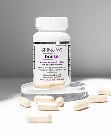 Skinuva Complete Care System Brite Hyperpigmentation Treatment (1 oz) Next Generation Scar Cream (1 oz) Bruise (14 Capsules) - bruise