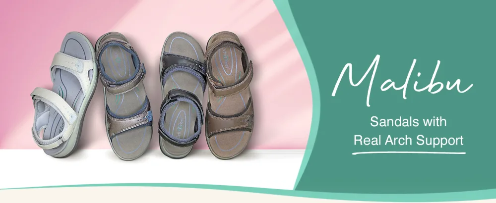 Orthofeet Women's Anatomical Two-way Strap Classic Sandals Malibu 6 Black - Malibu Sandals