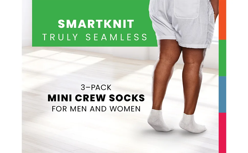 SmartKnit Seamless Diabetic Mini Crew Socks 3 Pack (6 Count) Small Black - Smartknit Mini Crew Socks