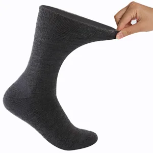 Facool Diabetic Socks for Men Women Merino Wool Non-Binding Top Crew Socks with Cushion Sole Seamless Toe 3 Pairs Navy Blue X 3 Medium - diabetic socks men women