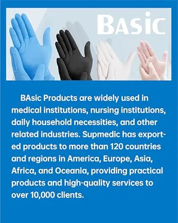 Basic Medical Synmax Black Vinyl Exam Gloves Latex-Free & Powder-Free 100 pcs (BLACK) Large (Pack of 100) - Basic Medical institution nursing daily household necessities industry high quality gloves serives