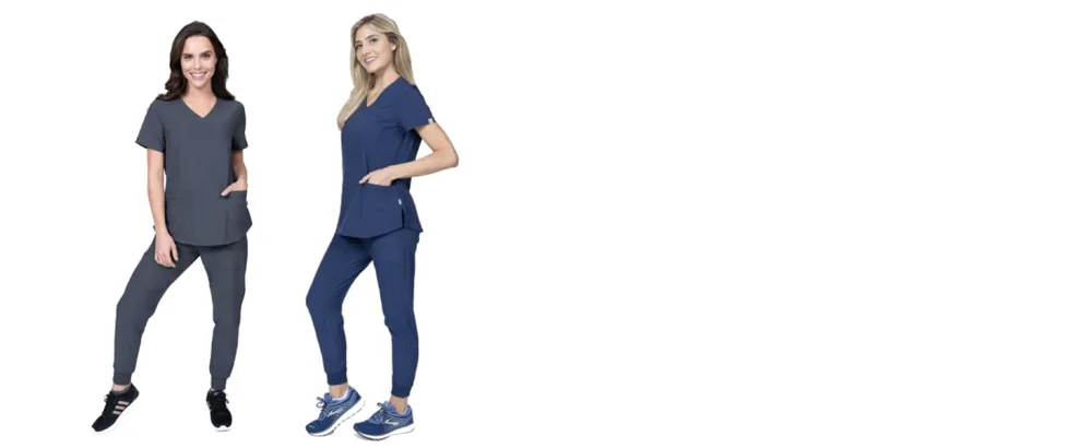 Womens Scrub Set Mock Wrap & Jogger Pants 7 Pocket 4-Way Stretch for Nurse Dentist Elements Select ES2956 Medium Royal - es2956