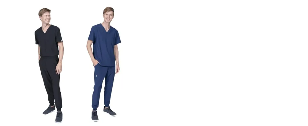Mens Scrub Set V-Neck & Jogger 5 Pocket 4-Way Stretch for Medical Nursing Dentist Elements Select ES2946 X-Large Navy - ES2946