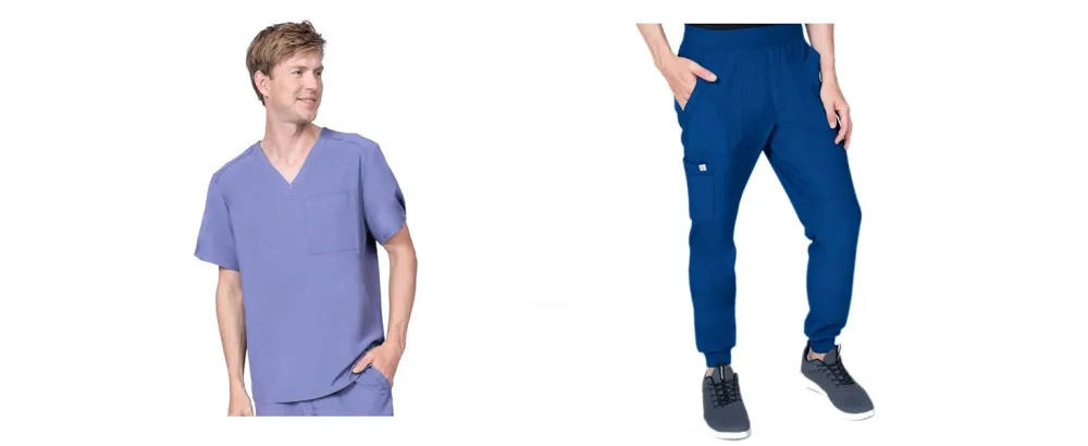 Mens Scrub Set V-Neck & Jogger 5 Pocket 4-Way Stretch for Medical Nursing Dentist Elements Select ES2946 X-Large Navy - ES2946