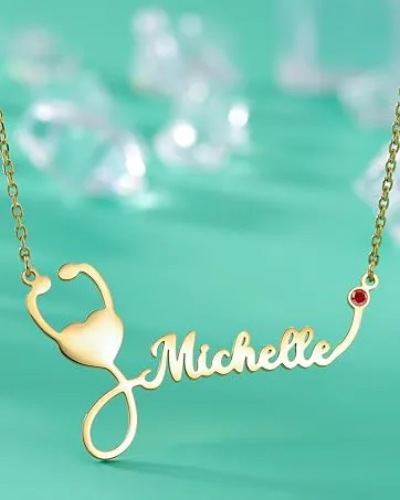 Personalized Stethoscope Name Tag Custom Stethoscope ID Charm Accessories for Nurse Doctor Vet Style 1 - nurse necklace 2
