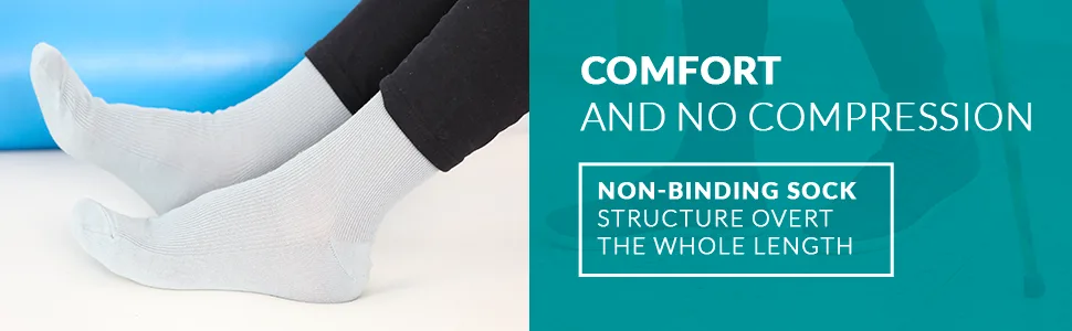 DIABETIC Elastic Cotton Socks for SWOLLEN FEET for Mens & Womens 10-11.5 Black - Comfort and no compression. Non-binding structure over the whole length