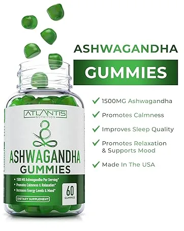Atlantis Nutrition Collagen 60 Gummies + Magnesium 60 Gummies - Ashwagandha Gummies
