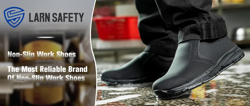 LARN SAFETY Men Work Shoes Non Slip Waterproof Kitchen Chef Food Service Shoe Restaurant Hospital 10.5 Black - Men Work Shoes Non Slip