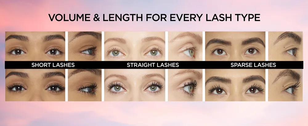 L'Oreal Paris Voluminous Makeup Lash Paradise Mascara Black 0.25 Fl Oz (Pack of 2) Packaging May Vary Washable Black 2 Count - before and after using mascara