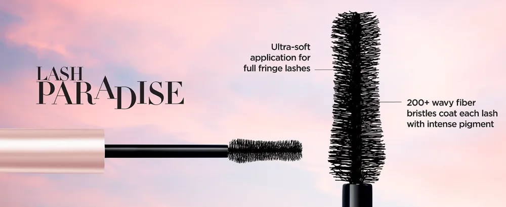 L'Oreal Paris Voluminous Makeup Lash Paradise Mascara Black 0.25 Fl Oz (Pack of 2) Packaging May Vary Washable Black 2 Count - Wavy Fiber Brush