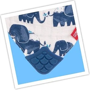 Nuby Reversible 100% Natural Cotton Muslin 2 Piece Teething Bib (Colors/Prints May Vary) 2 Count (Pack of 2) - teether